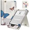MoKo Custodia per Ebook Reader da 6(11a Gen-2024/2022), Cover a Conchiglia Leggera Cinturino per la mano con Auto Sonno/Sveglia per 11a Gen 2024,NON per Kobo Aura 2/Remarkable, Farfalla Vintage