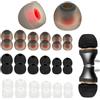 Tucnoeu 36 gommini di ricambio per auricolari, in silicone, adatti per fori interni degli auricolari da 4,5 mm a 6 mm, 3 colori, 3 misure, nero/bianco/grigio-rosso