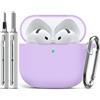 Inesore Compatible with AirPods 4 Case - Purple | Silicone Protective Case Cover for Apple Air Pod 4 (2024/ANC), Unisex Design, with Cleaning Kit