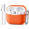 Maledan Compatibile con Cover AirPods Pro 3, Case Protettiva Antiurto in Silicone Morbido per Apple AirPods Pro 3 Generazione Custodia 2025 con Kit di Pulizia e Moschettone [LED visibile], Arancione