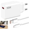 Seefey Caricatore da 90 W, alimentatore USB C con cavo di ricarica 6 A, tipo C, 2 m, Hypercharge per Xiaomi 15 Ultra 15 Pro 14T 14 14 Ultra 13T Redmi Note 14 13 12 11Pro