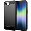 owlhold Cover per iPhone 16e 5G / iPhone 17e 5G, Custodia Spazzolata e Fibra di Carbonio Morbido Silicone TPU Slim Fit Case, Antiurto, Antigraffio, Antiscivolo, Custodia iPhone 16e / iPhone 17e, Nero