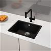 evineo line 600 lavello da cucina La: 55 P: 43 cm, QUN100BL, line 600 nero opaco [Lavelli da Cucina > per Base Sottolavello a partire da 60 cm]