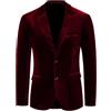 Leader of the Beauty Blazer da uomo in velluto, slim fit, blazer a due bottoni, giacca da smoking in velluto, blazer da uomo, Rosso, 54