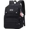 SellerFun Zaino casual per ragazze adolescenti, scuola media, zaino da donna, borsa per laptop da viaggio quotidiano, a nero, 29 Liters