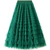 Dirholl Gonna da Donna a Linea A in Tulle con Vita Elastica e Fiocco Tutu Verde Scuro