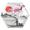 Quteprint Ombrello da viaggio giapponese a 5 pieghe con paesaggio floreale, per pioggia, sole, resistente ai raggi UV, antivento, 6 costole, leggero, compatto, pieghevole, per adulti, adolescenti,