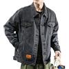 Valtorixia Giacca di jeans da uomo casual slim fit giacca di jeans classica manica lunga button down capispalla camionista, Nero, 5XL