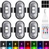 BORDEAG Set di 6 luci LED senza fili per auto, stroboscopo, 8 colori, flash LED, telecomando con telecomando, per drone da moto