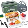 SOOOEC Contenitore per il pranzo elettrico 100 W, 3 in 1, contenitore per il pranzo riscaldato portatile, in acciaio inox, 12 V/24 V/220 V, contenitore termico isolato per auto, camion (Green, 1,8 L)