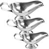 Demlaka 3 salsiera in acciaio inox, 3 misure, ciotola per salse, contenitore per salse, contenitore con manico, salsa con beccuccio per labbra, ciotola da portata adatta per salsa, crema, condimenti per