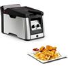 Tefal FR600D Clear Duo, friggitrice con meno fumo e odori, capacità 1,2 kg, termostato, timer, grande finestra senza appannamento, lavabile in lavastoviglie, acciaio inox/nero
