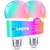 Lepro B3 AI Lampadina Smart E27, 1521LM RGB&Luce Bianca Regolabile, Progettista Illuminazione AI Personalizzato, Funziona con Alexa/Google Assistant, Connessione Wi-Fi e Bluetooth, Sync Musicale, 2pcs