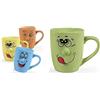 Utilissimi EDITACASA - Set - Kit - 4 tazze prima colazione stile faccine umoristiche - capienza 315 ml