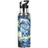Fuauuyl Borraccia termica in acciaio inox con immagine di Van Gogh, notte stellata, a prova di perdite e sudore, con cannuccia, per palestra, sport all'aperto, 600 ml