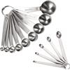 CLVEDU Set di misurini da 14 pezzi, cucchiai in acciaio inox, 1 cucchiaio, 1/2 cucchiaio e 1-1/64 cucchiaini per cucinare barattoli di spezie e ingredienti liquidi