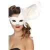 Smiffys Maschera ornata da colombina, bianca, con piume Halloween