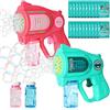 LURICO Sparabolle di Sapone LED, 2 Pezzi Pistola a Bolle per Bambini, Pistola Bolle di Sapone, Macchina Automatica per Bolle, 20 Confezioni di Liquido per Bolle, per Festa, Spiaggia, Compleanno, Matrimoni