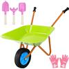 YORFULL Carriola Bambini Set, Carriola da Giardino in Metallo, Attrezzi da Giardino per Bambini, Kit Giardinaggio Bambini per Giocare All'aperto
