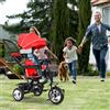 HUOLE Triciclo bambini fino 25 kg, Passeggino con Maniglione regolabile, Bici, Sedile girevole Fronte Mamma e Strada, Cappottina pieghevole, Ruota libera,4 in 1 (Rosso brillante)