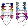 JRSHIRLEYLTD 11 Pezzi Cerchietto Orecchie Gatto,Orecchie Di Gatto Fascia, Paillettes Hairband,Graziosi cerchietti per capelli in metallo,Orecchie Gatto Paillettes Cerchietto,per Party,Cosplay