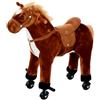 HOMCOM Cavallo a Dondolo per Bambini 2+ Anni 4 Rotelle 65x28x75 cm Marrone