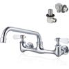 Phivan Rubinetto da cucina Rubinetto da parete Commerciale Rubinetto da 8 Pollice Bocca Girevole 2 Doppia Maniglia Lavanderia & Utility Room Lavandino Rubinetti Ristorante Rubinetto Miscelatore