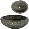 Lendo Online Lavabo Ovale - Pietra di fiume - Pietra naturale - Lavandino per bagno - Lavello - Lucido e Robusto - Forma e colore unici! (Grigio, 35-40x30-35cm)