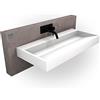 Bernstein Lavabo sospeso o da appoggio in marmo artificiale BS6001 - bianco - 70cm / 100cm / 120cm, Larghezza:100cm - senza preforatura
