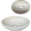 Lendo Online Lavabo da appoggio in marmo ovale 60x40 o 40x30 cm - Lavabo bagno in pietra naturale crema, grigio o nero - Superficie lucidata - Elegante e resistente (Crema, 40x30cm)