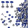 QUARKZMAN 100 Set Rivetti in Pelle a Doppio Cappuccio 6x6mm Blu scuro