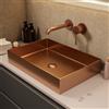 Ceramia Timeless Lavabo da Appoggio 55x38 cm Inox 304 | Senza Troppopieno | Piletta Rame Spazzolato | Installazione Facile