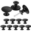 TsunNee - 12 pomelli per armadietti vintage, pomelli per cassetti chic, maniglie per mobili della cucina antiche, pomelli rotondi per ante di mobili da 30 mm, colore nero