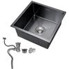 Jesustree Lavello Cucina in Acciaio Inox 304, 45 x 45cm Lavello da Cucina Piccolo, Lavello a Vasca Singola con Set di Drenaggio, Sottopiano e Incasso (Nero)