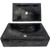 Lendo Online Lavandino Rettangolare - Lavello - Lavabo Arredo Bagno Sanitari - 45x30x12 cm - in Marmo - Pietra naturale - Lucido - Solido e robusto (Nero)