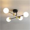 SANGPAO Luci per sala da pranzo a soffitto basso rotondo di metà secolo Decorazione domestica moderna Luci in vetro bianco satinato al latte Lampadario Sputnik Lampadario industriale Camera da letto v