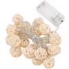 Marhynchus Luci a sfera in rattan alimentate a batteria, 20 sfere in rattan, lunghezza, facili da installare, per interni ed esterni, perfette per Natale, decorazione di nozze