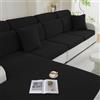 Ystyle Copriseduta Divano Elasticizzato, Copricuscini Divano Universale Lavabile, Soft Copridivano Cuscini Separati Antiscivolo (1 Posto*2, Nero)