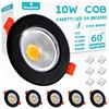 Wondlumi 6x Faretti LED da Incasso per Cartongesso Nero,10W Equivalenti a 100W 850LM,Foro 65-85mm Luce Naturale 4000K per Cucina,Interno,Faretti Led Soffitto COB 220V