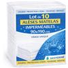 SANYGIENE Set di 10 fodere impermeabili usa e getta - letto singolo - uso professionale - fissaggio 4 elastici - anti-macchia, antibatterico, turismo, medico, alloggi sociali (90 x 190 cm)