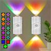 AUAUY 2 Pz Lampada da Parete a LED, Luce Notturna con Rilevatore di Movimento, Applique da Parete Interno Magnetica, 7 Colorea, Ricaricabile, Luminosità Regolabile per Camere da Letto, Corridoi