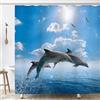 OCEUMACO Delfini Tenda Doccia Antimuffa 240x200 cm Grande Tessuto Poliestere Tenda per Doccia Oceano Blu Stoffa Impermeabile Tende Vasca da Bagno con Anelli Lavabile Lavatrice