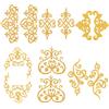 NBEADS 12 Pz Ricamo Pizzo Fiore Patch, 6 Stili Ferro Su Patch Cucire Su Patch Appliques Pizzo Floreale Dorato per Abito Matrimonio Decorazione Riparazione Abbigliamento Zaini Jeans Cappellini