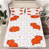 Homemissing Set di lenzuola con capybara Homemissing Lenzuolo con angoli con stampa di animali Kawaii, set di biancheria da letto per ragazze e ragazzi, copriletto leggero per camera da letto, singolo