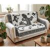 Seamar Telo Arredo Copritutto Grande Geko 210x230 cm Cotone Copri divano Gran foulard con Frange Batik (Nero Bianco)