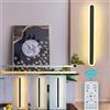 ZTWLEED Applique da Parete Interno Dimmerabile,22W LED Lampada da Parete con Telecomando 2.4GHz,Applique da parete Moderno Lunga per Soggiorno Camera da Letto Scala Corridoi Nero 60CM 110-240V