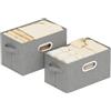 ENUMAIL Scatole Portaoggetti Pieghevole Aperta,38x25x25cm,Grigio,2 Pezzi