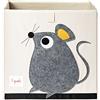 3 Sprouts, Contenitore Portaoggetti, Portagiochi per Bambini, Ideale per Contenere Oggetti e Giochi, Decorato con Topolino Grigio, Compatibile con Scaffali, 33x33x33 cm