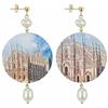 IN Lebole Collezione The Circle DOR89 Milano Orecchini da Donna in Ottone Pietra Perla