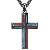 CUPENDA Collana a croce in legno, in argento Sterling 925, con ciondolo a forma di croce nera e crocifisso, protezione religiosa, per uomo cristiano